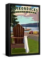 Adirondack Mountains, New York - Piseco Lake Adirondack Chair-Lantern Press-Framed Stretched Canvas