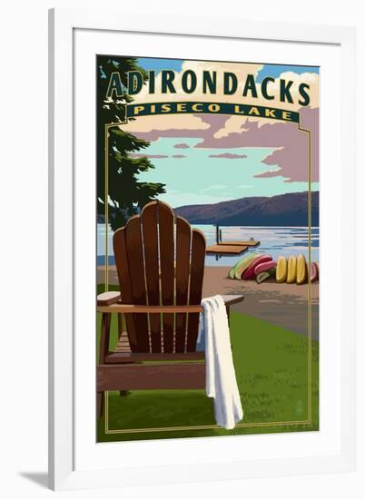 Adirondack Mountains, New York - Piseco Lake Adirondack Chair-Lantern Press-Framed Art Print