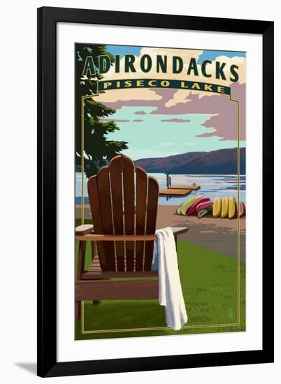 Adirondack Mountains, New York - Piseco Lake Adirondack Chair-Lantern Press-Framed Art Print