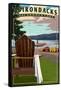 Adirondack Mountains, New York - Sacandaga Lake Adirondack Chair-Lantern Press-Framed Stretched Canvas