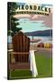 Adirondack Mountains, New York - Sacandaga Lake Adirondack Chair-Lantern Press-Stretched Canvas