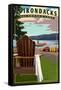 Adirondack Mountains, New York - Sacandaga Lake Adirondack Chair-Lantern Press-Framed Stretched Canvas