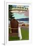 Adirondack Mountains, New York - Sacandaga Lake Adirondack Chair-Lantern Press-Framed Art Print