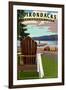 Adirondack Mountains, New York - Sacandaga Lake Adirondack Chair-Lantern Press-Framed Art Print