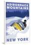 Adirondack Mountains, New York - Snowmobile Scene-Lantern Press-Framed Art Print
