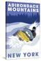 Adirondack Mountains, New York - Snowmobile Scene-Lantern Press-Stretched Canvas