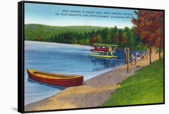 Adirondack Mountains, New York - Water Plane on Eighth Lake-Lantern Press-Framed Stretched Canvas