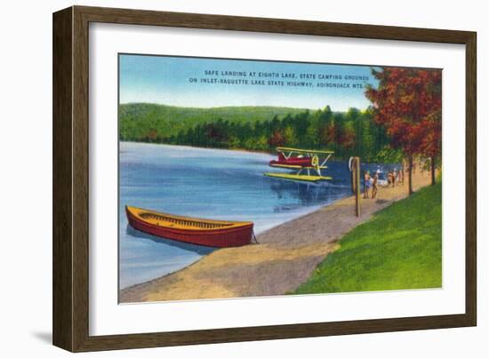 Adirondack Mountains, New York - Water Plane on Eighth Lake-Lantern Press-Framed Art Print