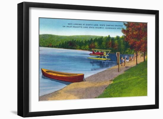 Adirondack Mountains, New York - Water Plane on Eighth Lake-Lantern Press-Framed Art Print