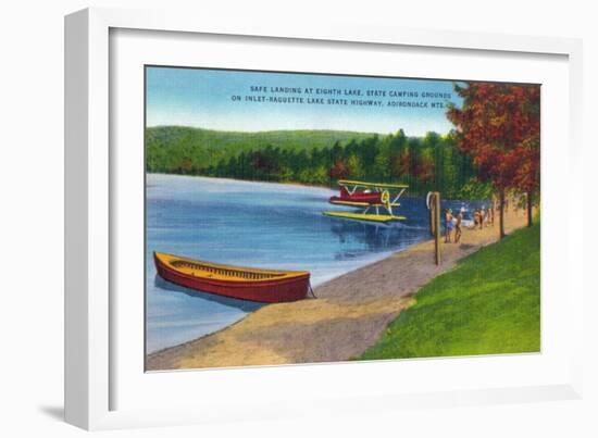 Adirondack Mountains, New York - Water Plane on Eighth Lake-Lantern Press-Framed Art Print