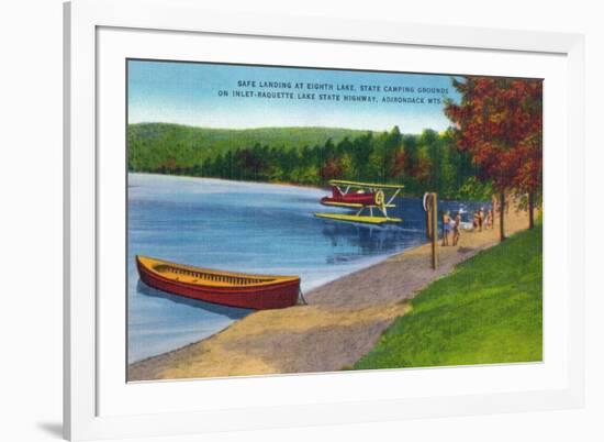 Adirondack Mountains, New York - Water Plane on Eighth Lake-Lantern Press-Framed Premium Giclee Print