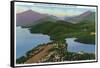 Adirondack Mts, New York - Aerial View of Lakes Placid and Mirror-Lantern Press-Framed Stretched Canvas