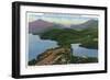 Adirondack Mts, New York - Aerial View of Lakes Placid and Mirror-Lantern Press-Framed Art Print