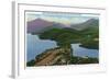 Adirondack Mts, New York - Aerial View of Lakes Placid and Mirror-Lantern Press-Framed Art Print