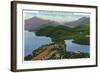 Adirondack Mts, New York - Aerial View of Lakes Placid and Mirror-Lantern Press-Framed Art Print