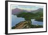 Adirondack Mts, New York - Aerial View of Lakes Placid and Mirror-Lantern Press-Framed Art Print