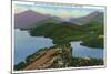 Adirondack Mts, New York - Aerial View of Lakes Placid and Mirror-Lantern Press-Mounted Art Print
