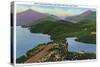 Adirondack Mts, New York - Aerial View of Lakes Placid and Mirror-Lantern Press-Stretched Canvas