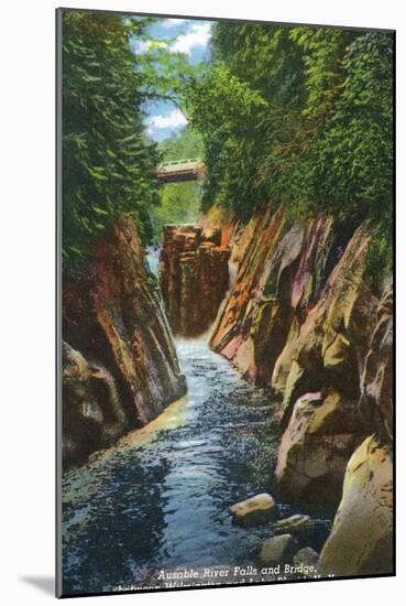 Adirondack Mts, New York - View of Ausable River Falls and Bridge-Lantern Press-Mounted Art Print
