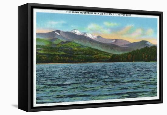 Adirondack Mts, New York - View of Snowy Mts from the Tupper Lake Road-Lantern Press-Framed Stretched Canvas