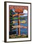 Adirondack, New York - Indian Lake Signpost Destinations-Lantern Press-Framed Art Print