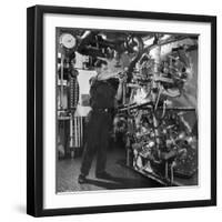 Adjusting a Valve in a Submarine-Heinz Zinram-Framed Photographic Print