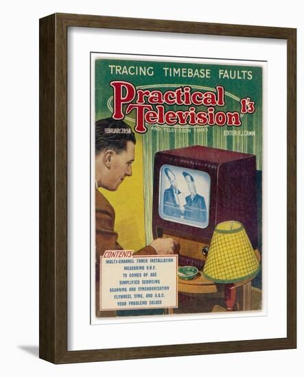 Adjusting an Early Television Set-null-Framed Art Print