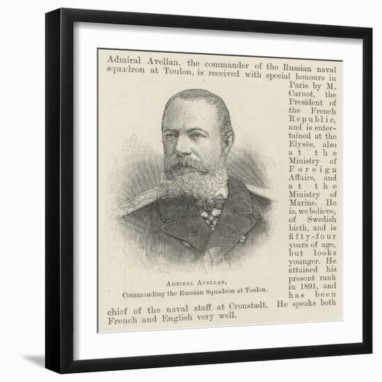 Admiral Avellan, Commanding the Russian Squadron at Toulon-null-Framed Giclee Print