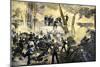 Admiral David G. Farragut in the Rigging during the Battle of Mobile Bay, 1864, American Civil War-null-Mounted Giclee Print