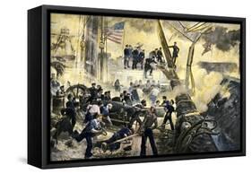 Admiral David G. Farragut in the Rigging during the Battle of Mobile Bay, 1864, American Civil War-null-Framed Stretched Canvas