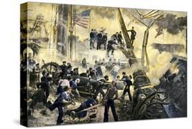 Admiral David G. Farragut in the Rigging during the Battle of Mobile Bay, 1864, American Civil War-null-Stretched Canvas