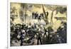 Admiral David G. Farragut in the Rigging during the Battle of Mobile Bay, 1864, American Civil War-null-Framed Giclee Print