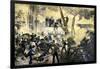 Admiral David G. Farragut in the Rigging during the Battle of Mobile Bay, 1864, American Civil War-null-Framed Giclee Print