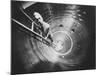 Admiral Hyman Rickover Descent Into Circular Nuclear Reactor Shell at Shipping Port Power Facility-Yale Joel-Mounted Premium Photographic Print