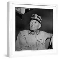 Admiral John S. Mccain, Sitting Aboard a Us Navy Carrier-J^ R^ Eyerman-Framed Photographic Print