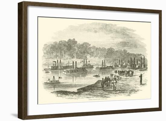 Admiral Porter's Fleet on Red River, March 1864-null-Framed Giclee Print