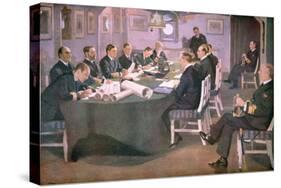 Admiral Sir David Beatty Reads the Terms of the Armistice to the German Delegate-Sir John Lavery-Stretched Canvas