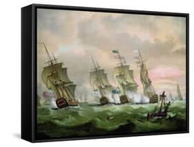 Admiral Sir Edward Hawke Defeating Admiral M. De Conflans in the Bay of Biscay-Thomas Luny-Framed Stretched Canvas