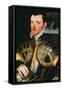 Admiral Sir Richard Hawkins (1532-1595), C.1590 (Oil on Panel)-English School-Framed Stretched Canvas