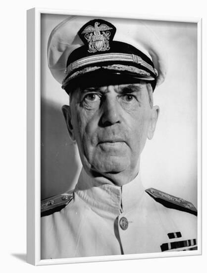 Admiral William D. Leahy, Wearing White Summer Navy Uniform and Braided Cap-Myron Davis-Framed Photographic Print