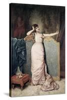 Admiring Herself-Auguste Toulmouche-Stretched Canvas