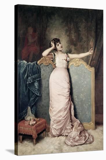 Admiring Herself-Auguste Toulmouche-Stretched Canvas