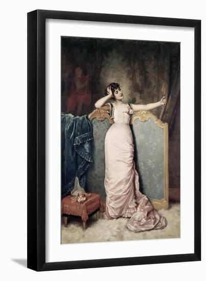 Admiring Herself-Auguste Toulmouche-Framed Premium Giclee Print