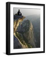 Admiring the View on Top of Mount Hua, a Granite Peaked Mountain in the Shaanxi Province, China-Christian Kober-Framed Photographic Print