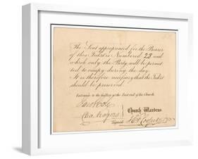 Admission Ticket to St Margaret's Vestry Gallery, for the Coronation of Queen Victoria, 28 June…-null-Framed Giclee Print