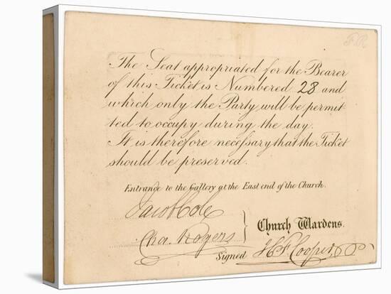 Admission Ticket to St Margaret's Vestry Gallery, for the Coronation of Queen Victoria, 28 June…-null-Stretched Canvas