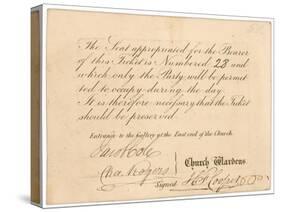 Admission Ticket to St Margaret's Vestry Gallery, for the Coronation of Queen Victoria, 28 June…-null-Stretched Canvas