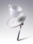 Falling Coffee Cup With Spoon And Saucer-adnrey-Laminated Photographic Print