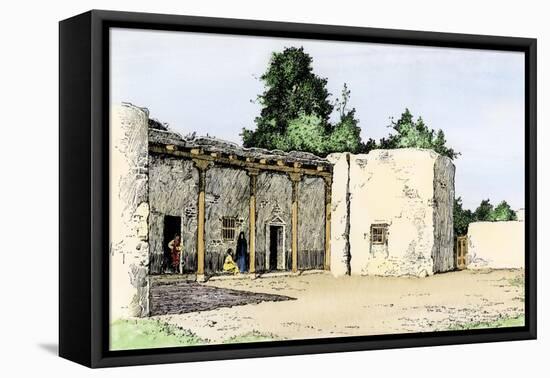 Adobe Building in the Old Spanish Section of Albuquerque, New Mexico-null-Framed Stretched Canvas