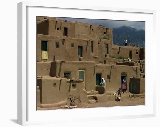 Adobe Buildings of Taos Pueblo, Dating from 1450, UNESCO World Heritage Site, New Mexico, USA-Woolfitt Adam-Framed Photographic Print